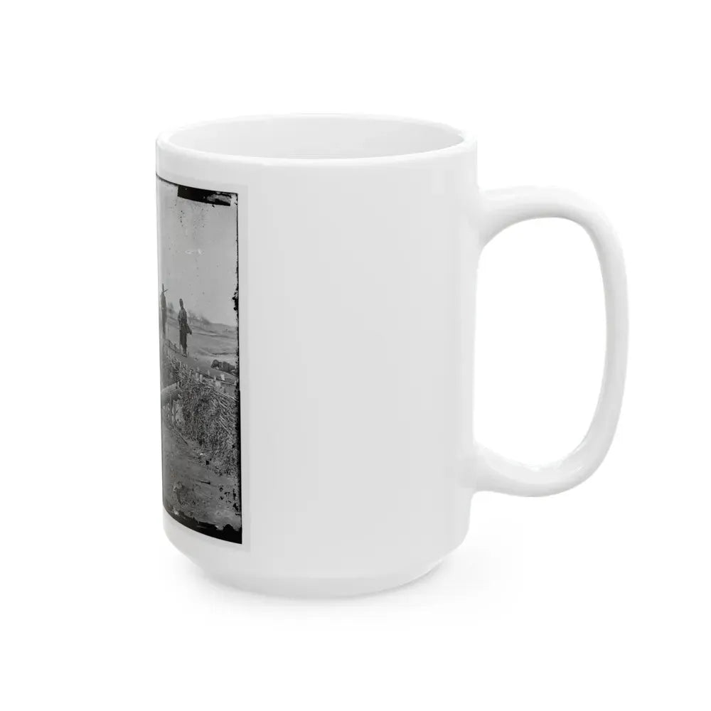 Group Of Federal Soldiers In Confederate Fort On Heights Of Centreville With Quaker Guns (U.S. Civil War) White Coffee Mug - Go Mug Yourself