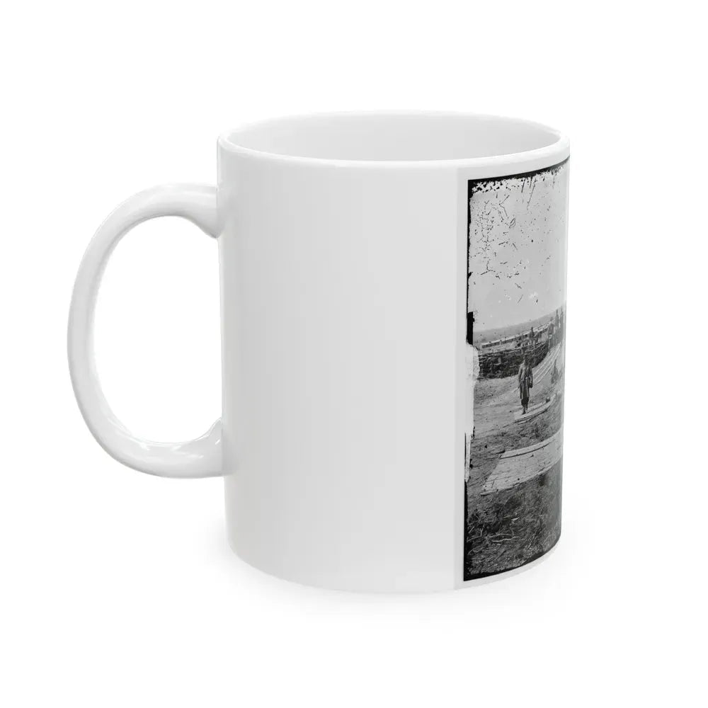 Group Of Federal Soldiers In Confederate Fort On Heights Of Centreville With Quaker Guns (U.S. Civil War) White Coffee Mug - Go Mug Yourself