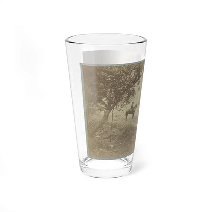 Group Of Five Officers Outside A Tent With A Man Sitting On A Horse In The Background (U.S. Civil War) Pint Glass 16oz-Go Mug Yourself