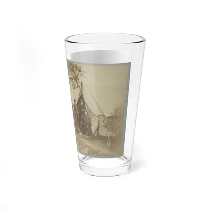 Group Of Five Officers Outside A Tent With A Man Sitting On A Horse In The Background (U.S. Civil War) Pint Glass 16oz-Go Mug Yourself