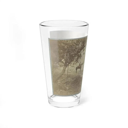 Group Of Five Officers Outside A Tent With A Man Sitting On A Horse In The Background (U.S. Civil War) Pint Glass 16oz - Go Mug Yourself