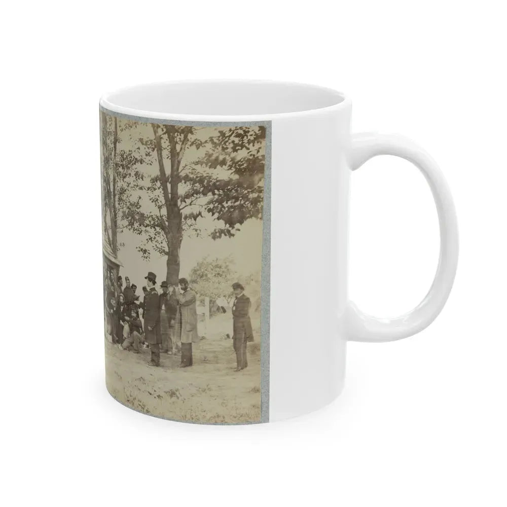 Group Of Officers And Soldiers Outside A Sutler's Store (U.S. Civil War) White Coffee Mug - Go Mug Yourself