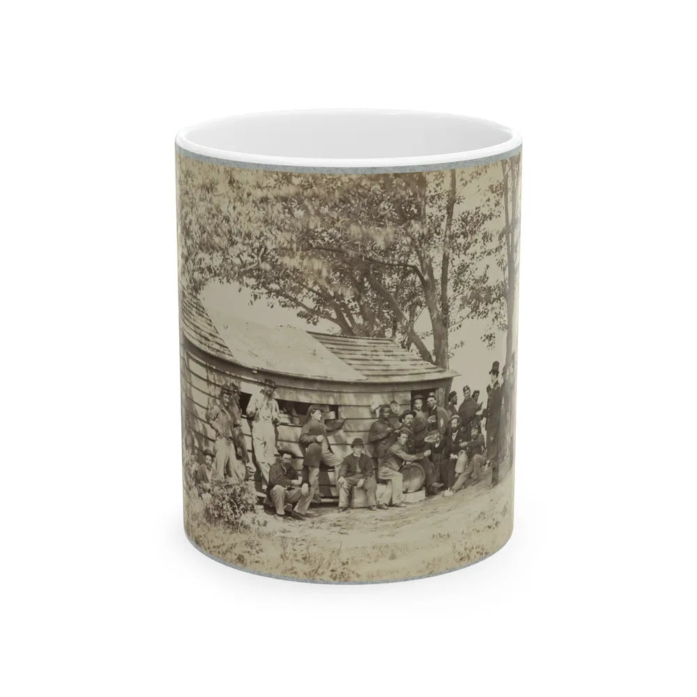 Group Of Officers And Soldiers Outside A Sutler's Store (U.S. Civil War) White Coffee Mug-11oz-Go Mug Yourself