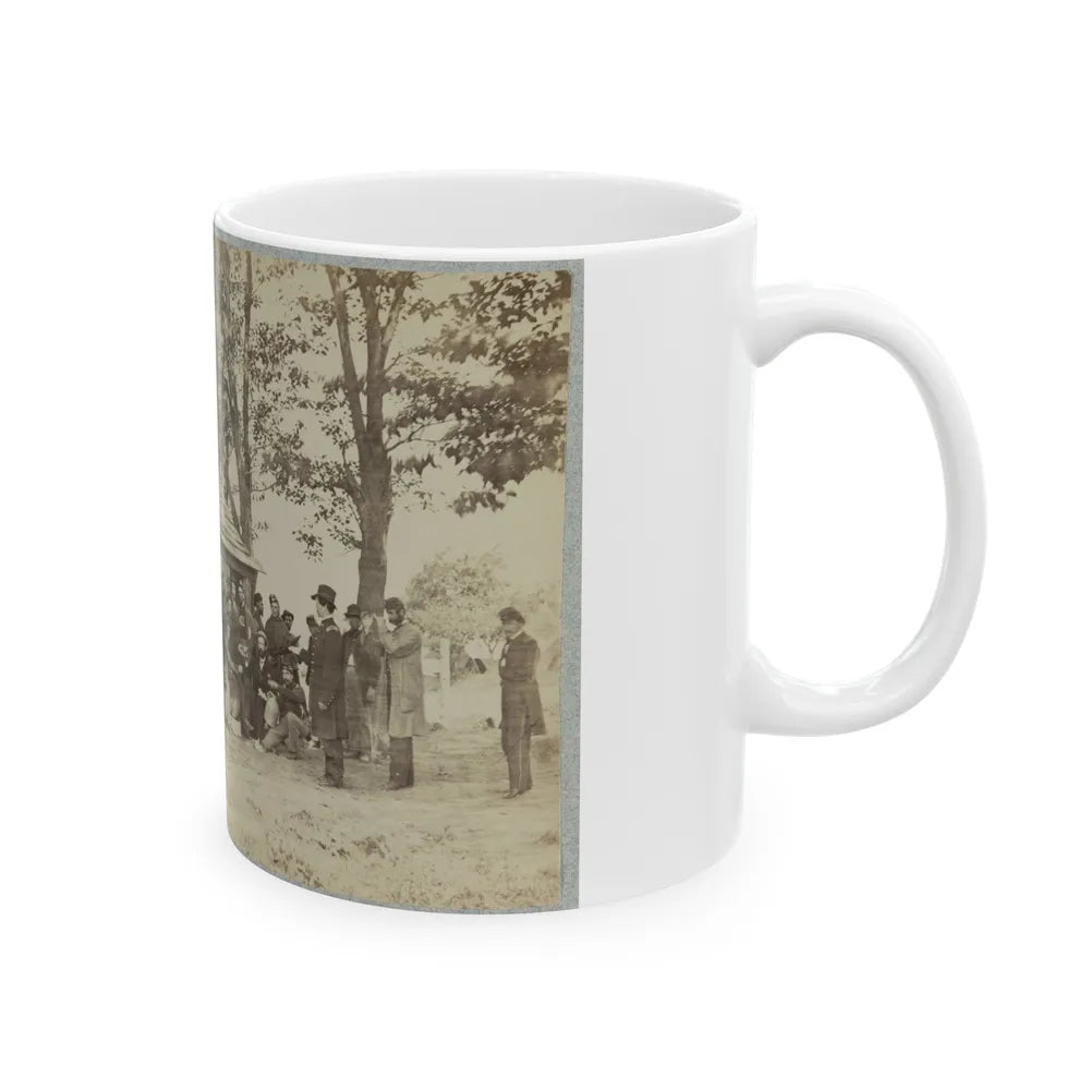 Group Of Officers And Soldiers Outside A Sutler's Store (U.S. Civil War) White Coffee Mug-Go Mug Yourself