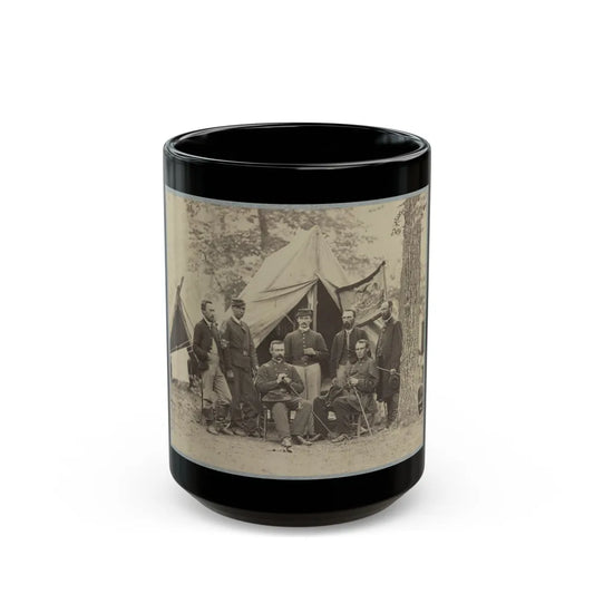 Group Of Officers In Front Of Tents (U.S. Civil War) Black Coffee Mug-15oz-Go Mug Yourself