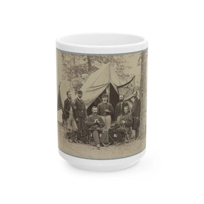 Group Of Officers In Front Of Tents (U.S. Civil War) White Coffee Mug-15oz-Go Mug Yourself