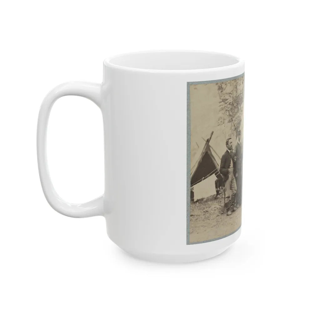 Group Of Officers In Front Of Tents (U.S. Civil War) White Coffee Mug-Go Mug Yourself