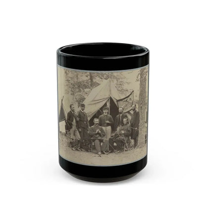Group Of Officers In Front Of Tents (U.S. Civil War) Black Coffee Mug 15oz - Go Mug Yourself