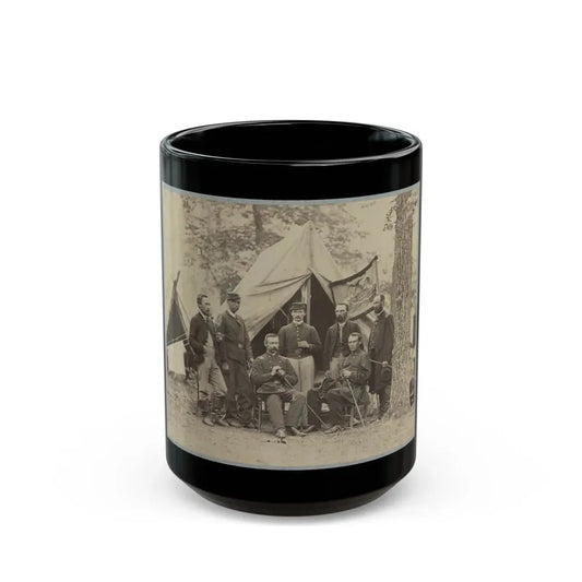 Group Of Officers In Front Of Tents (U.S. Civil War) Black Coffee Mug 15oz - Go Mug Yourself