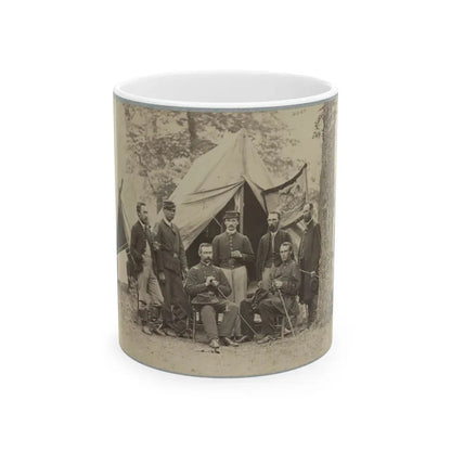 Group Of Officers In Front Of Tents (U.S. Civil War) White Coffee Mug 11oz - Go Mug Yourself