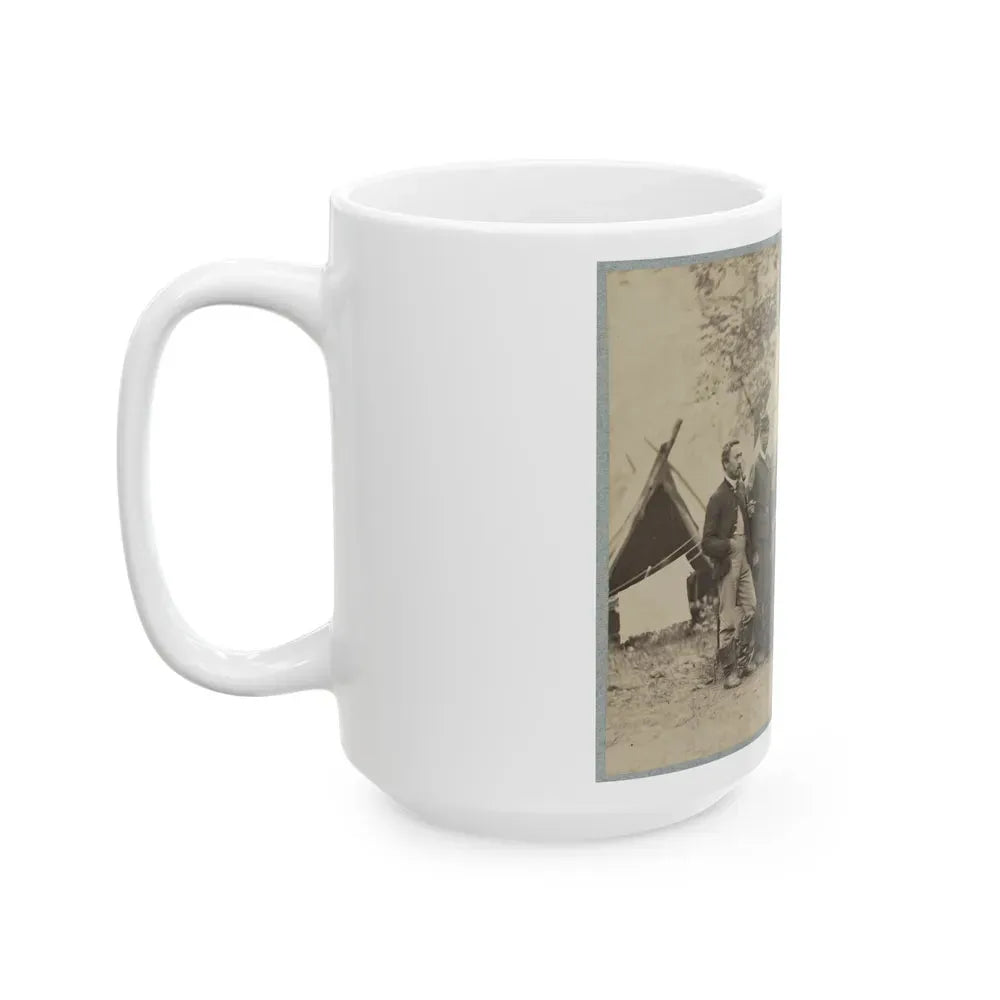 Group Of Officers In Front Of Tents (U.S. Civil War) White Coffee Mug - Go Mug Yourself