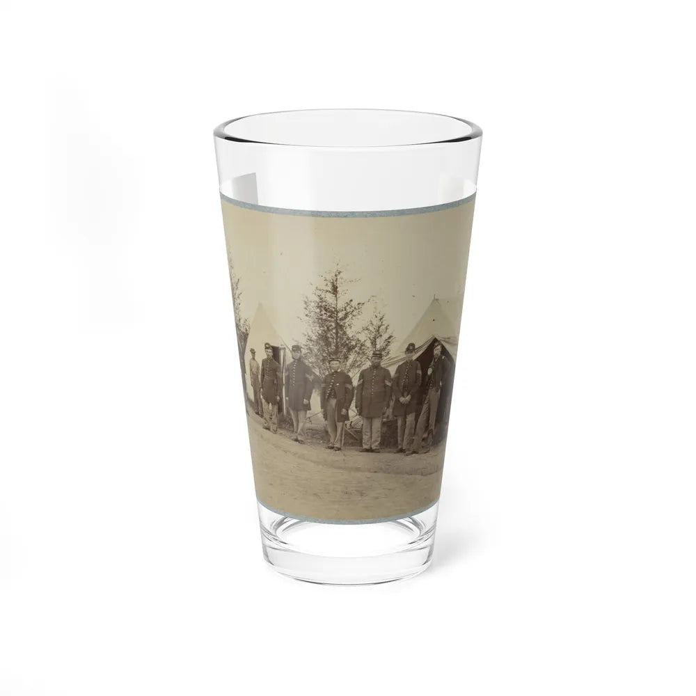 Group Of Officers Lined Up In Front Of The Tents (U.S. Civil War) Pint Glass 16oz-16oz-Go Mug Yourself