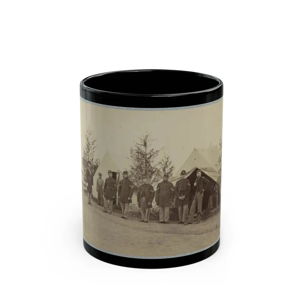 Group Of Officers Lined Up In Front Of The Tents (U.S. Civil War) Black Coffee Mug 11oz - Go Mug Yourself