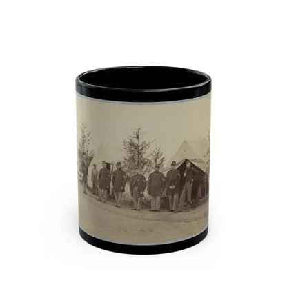 Group Of Officers Lined Up In Front Of The Tents (U.S. Civil War) Black Coffee Mug 11oz - Go Mug Yourself