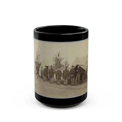 Group Of Officers Lined Up In Front Of The Tents (U.S. Civil War) Black Coffee Mug 15oz - Go Mug Yourself