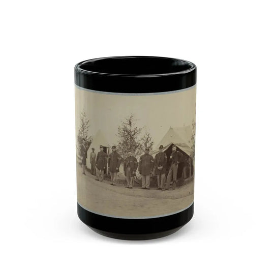 Group Of Officers Lined Up In Front Of The Tents (U.S. Civil War) Black Coffee Mug 15oz - Go Mug Yourself