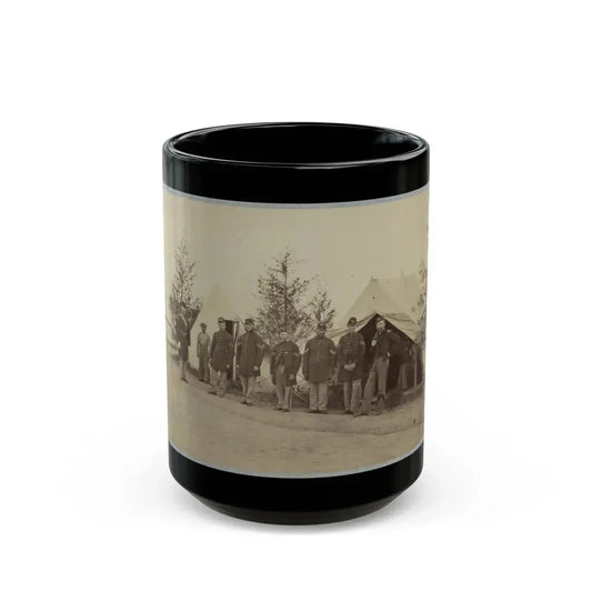 Group Of Officers Lined Up In Front Of The Tents (U.S. Civil War) Black Coffee Mug 15oz - Go Mug Yourself