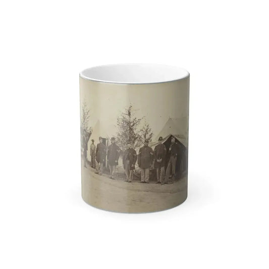 Group of Officers Lined Up in Front of the Tents (U.S. Civil War) Color Changing Coffee Mug 11oz Default Title 11oz - Go Mug Yourself