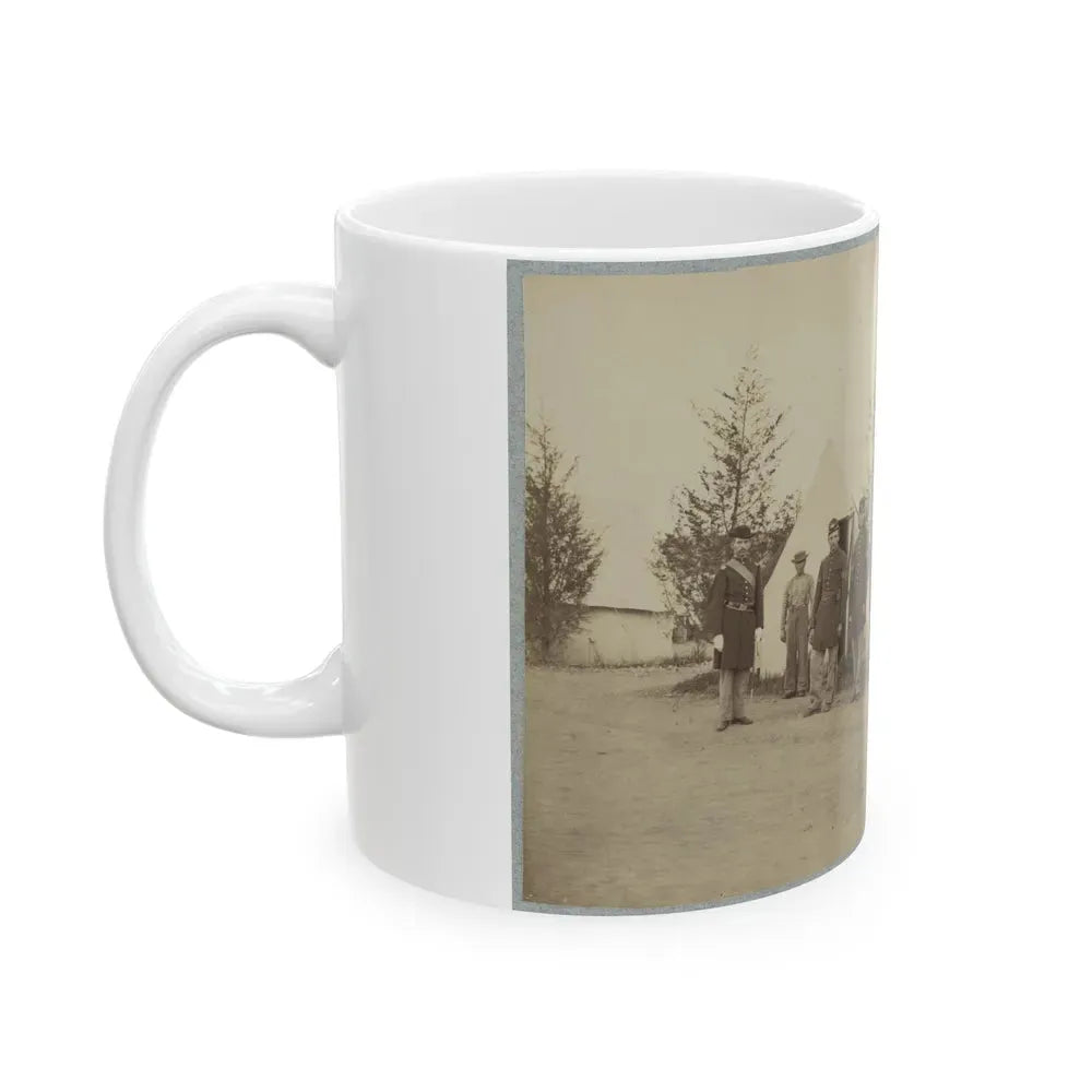 Group Of Officers Lined Up In Front Of The Tents (U.S. Civil War) White Coffee Mug - Go Mug Yourself