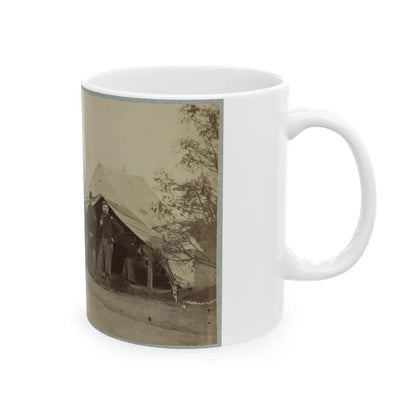 Group Of Officers Lined Up In Front Of The Tents (U.S. Civil War) White Coffee Mug - Go Mug Yourself