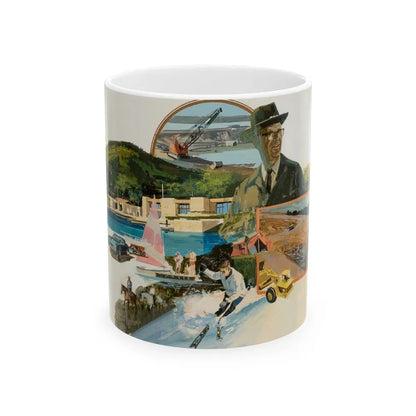 Group of Six Calendar illustrations (1), 1970-78 - White Coffee Mug 11oz - Go Mug Yourself