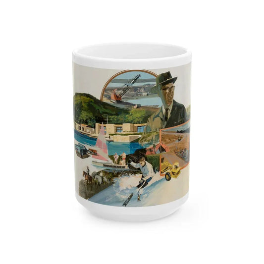 Group of Six Calendar illustrations (1), 1970-78 - White Coffee Mug 15oz - Go Mug Yourself