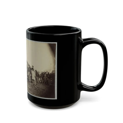 Group Of Soldiers Gathered Outside A Cabin (U.S. Civil War) Black Coffee Mug-Go Mug Yourself