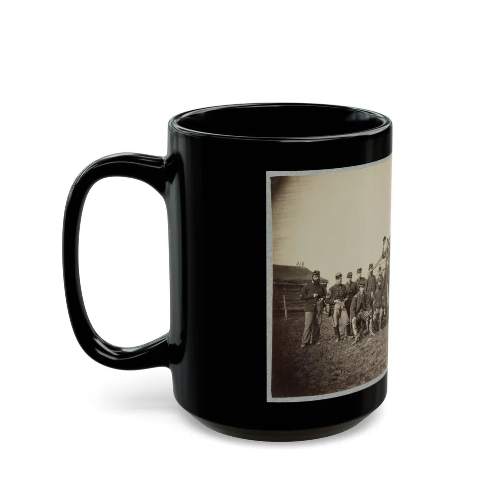 Group Of Soldiers Gathered Outside A Cabin (U.S. Civil War) Black Coffee Mug-Go Mug Yourself