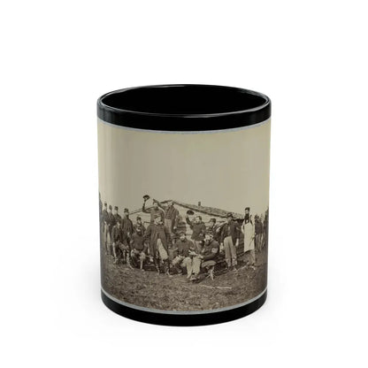 Group Of Soldiers Gathered Outside A Cabin (U.S. Civil War) Black Coffee Mug 11oz - Go Mug Yourself