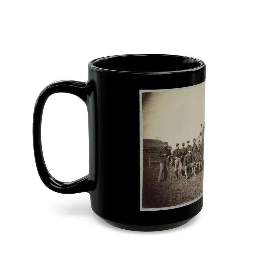 Group Of Soldiers Gathered Outside A Cabin (U.S. Civil War) Black Coffee Mug - Go Mug Yourself