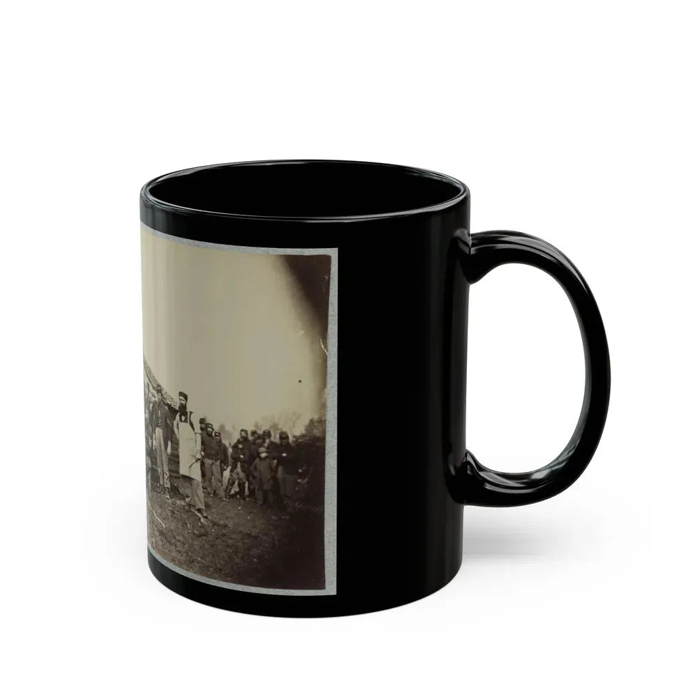 Group Of Soldiers Gathered Outside A Cabin (U.S. Civil War) Black Coffee Mug - Go Mug Yourself