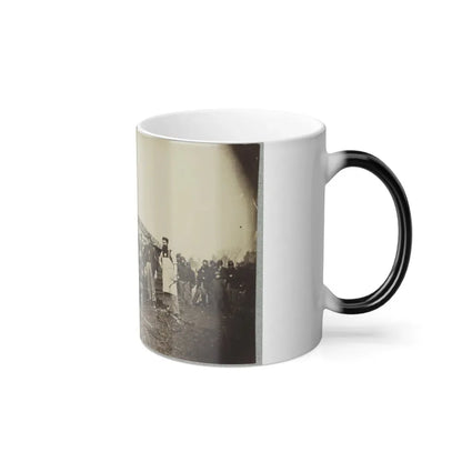 Group of Soldiers Gathered Outside a Cabin (U.S. Civil War) Color Changing Coffee Mug 11oz - Go Mug Yourself