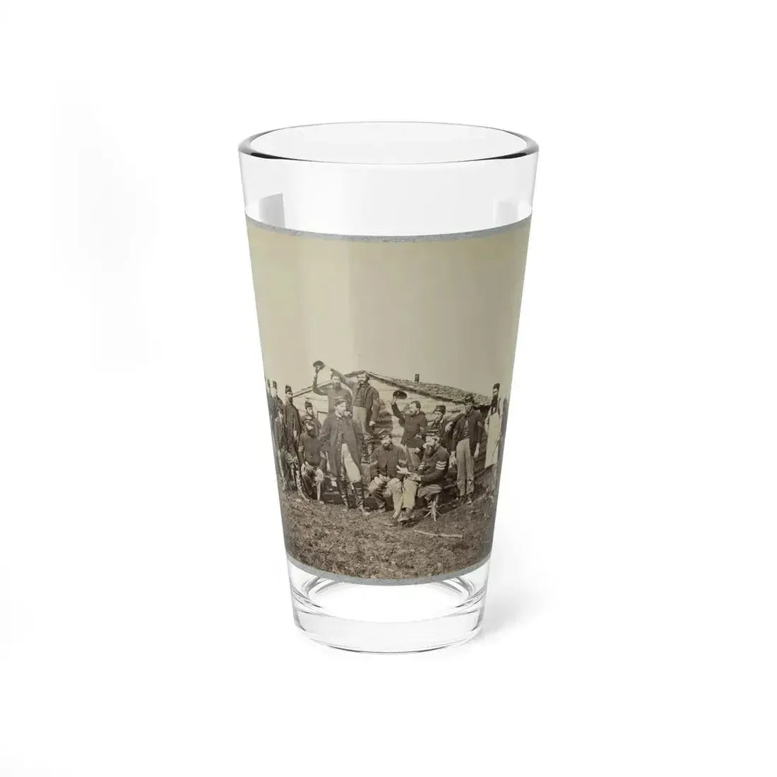 Group Of Soldiers Gathered Outside A Cabin (U.S. Civil War) Pint Glass 16oz 16oz - Go Mug Yourself