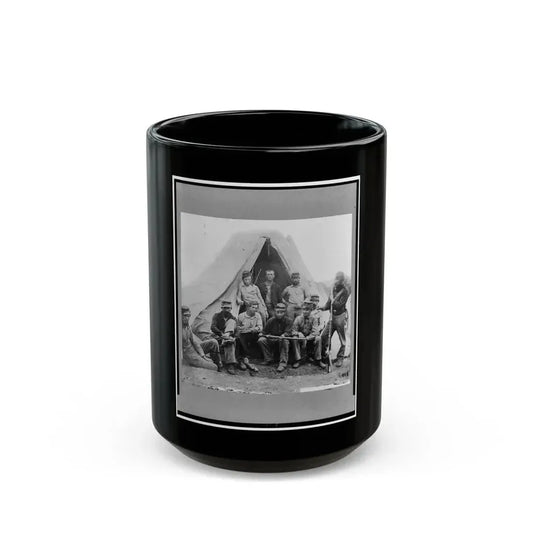Group Of Soldiers Of Co. G., 71st New York Volunteers, Posed In Front Of Tent (U.S. Civil War) Black Coffee Mug 15oz - Go Mug Yourself