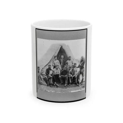 Group Of Soldiers Of Co. G., 71st New York Volunteers, Posed In Front Of Tent (U.S. Civil War) White Coffee Mug 11oz - Go Mug Yourself