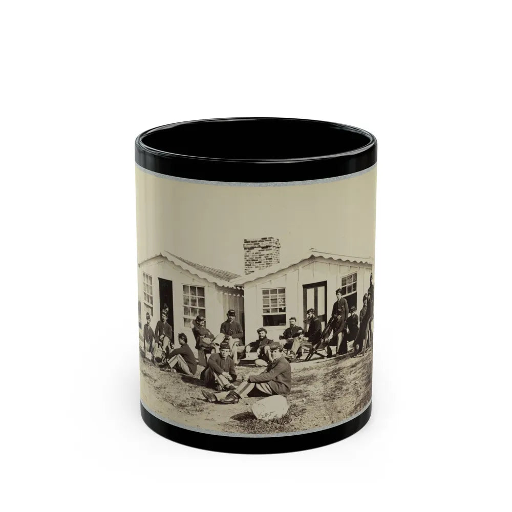 Group Of Soldiers Outside Winter Quarters (U.S. Civil War) Black Coffee Mug-11oz-Go Mug Yourself