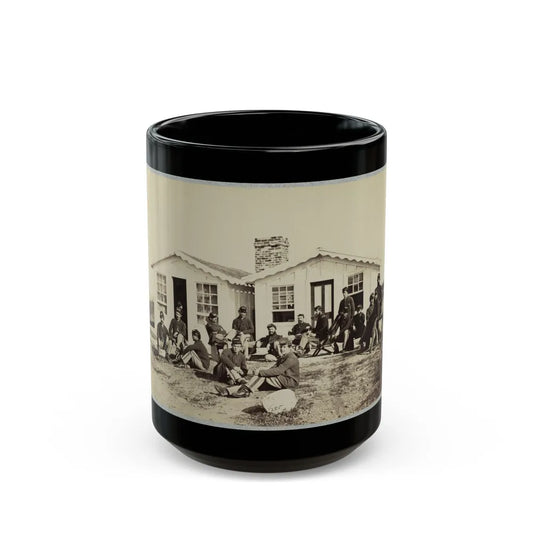 Group Of Soldiers Outside Winter Quarters (U.S. Civil War) Black Coffee Mug-15oz-Go Mug Yourself