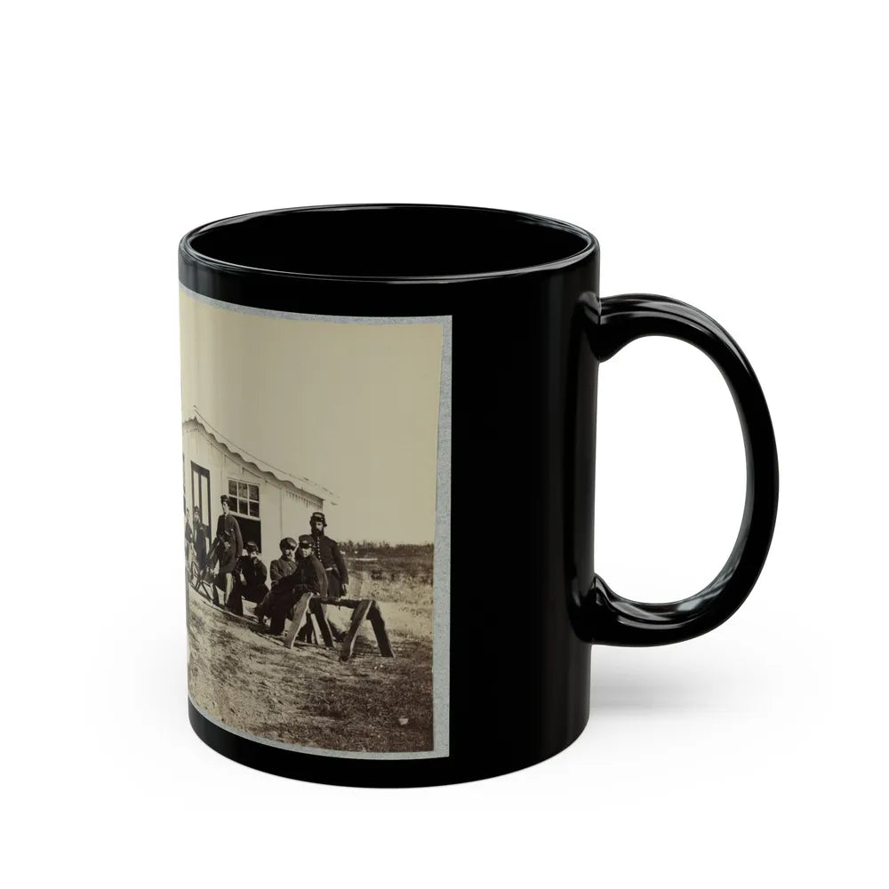 Group Of Soldiers Outside Winter Quarters (U.S. Civil War) Black Coffee Mug-Go Mug Yourself