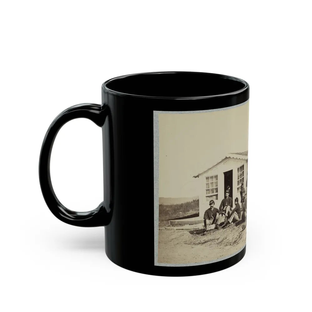 Group Of Soldiers Outside Winter Quarters (U.S. Civil War) Black Coffee Mug-Go Mug Yourself