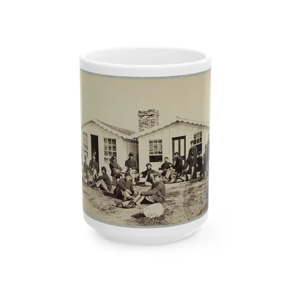 Group Of Soldiers Outside Winter Quarters (U.S. Civil War) White Coffee Mug-15oz-Go Mug Yourself