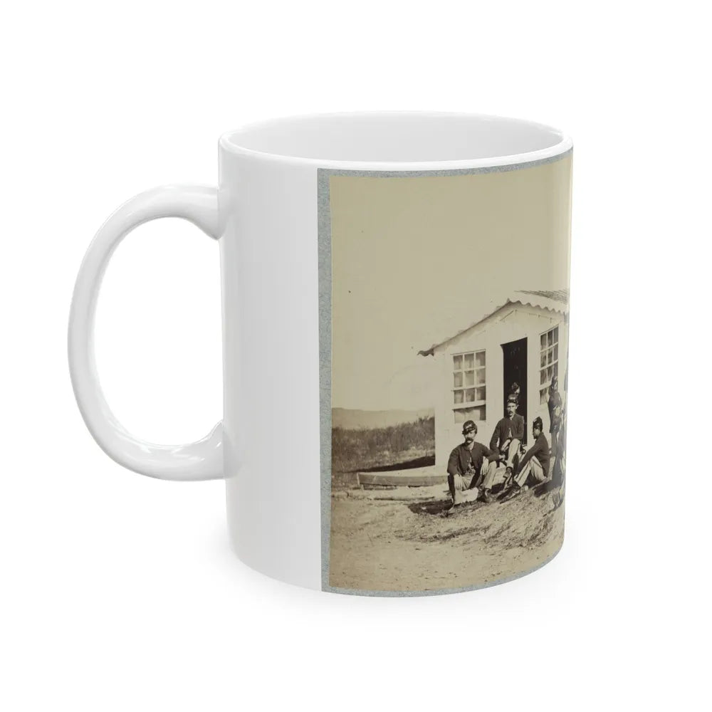 Group Of Soldiers Outside Winter Quarters (U.S. Civil War) White Coffee Mug-Go Mug Yourself