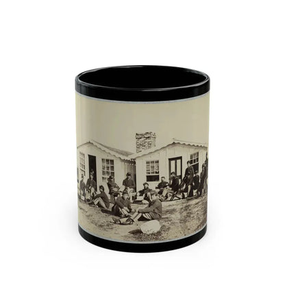 Group Of Soldiers Outside Winter Quarters (U.S. Civil War) Black Coffee Mug 11oz - Go Mug Yourself