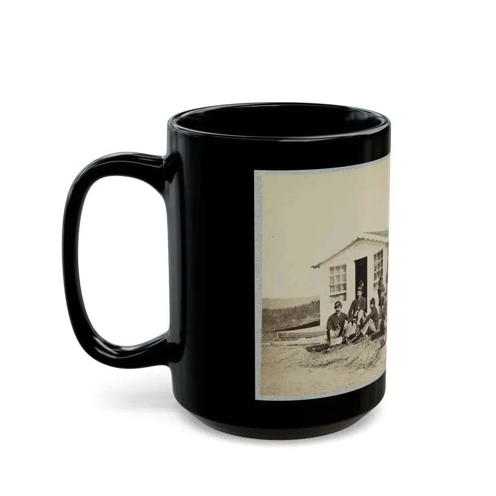 Group Of Soldiers Outside Winter Quarters (U.S. Civil War) Black Coffee Mug - Go Mug Yourself