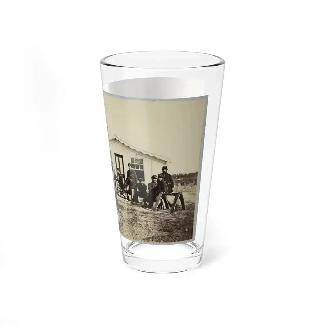 Group Of Soldiers Outside Winter Quarters (U.S. Civil War) Pint Glass 16oz - Go Mug Yourself