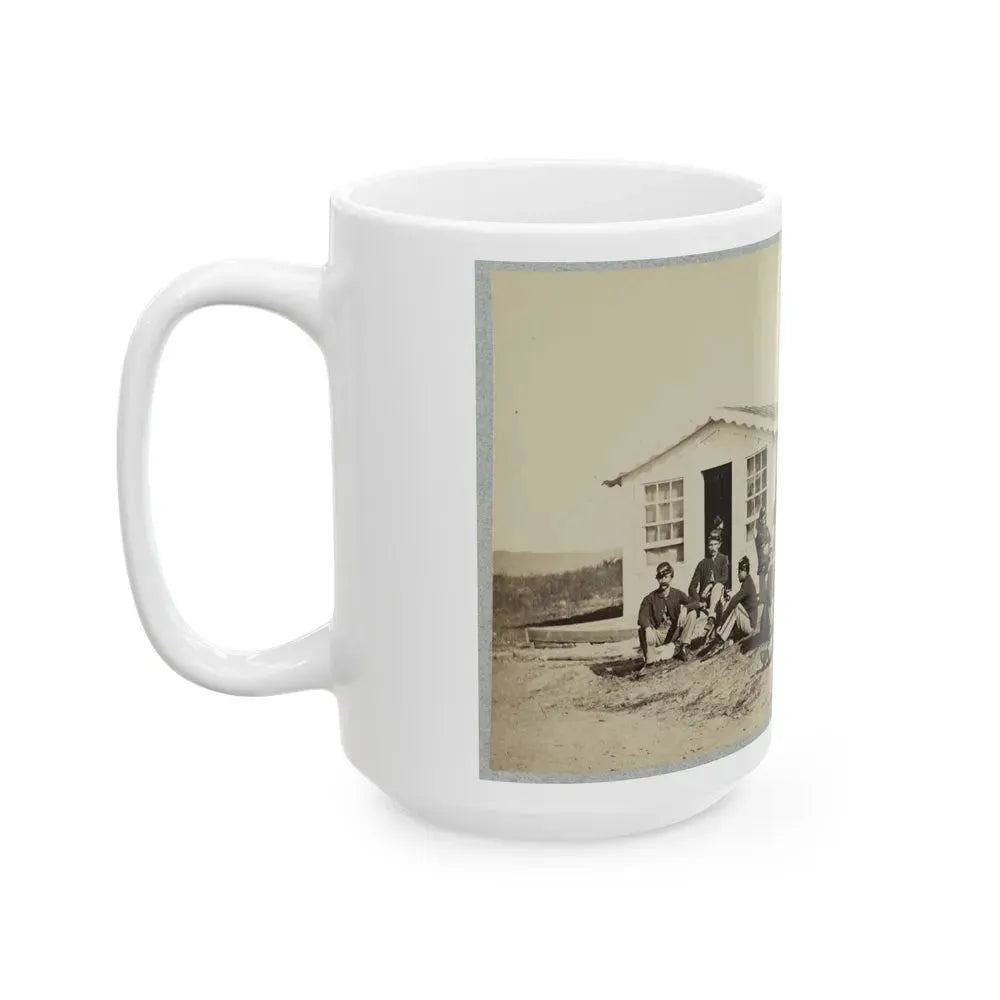Group Of Soldiers Outside Winter Quarters (U.S. Civil War) White Coffee Mug - Go Mug Yourself
