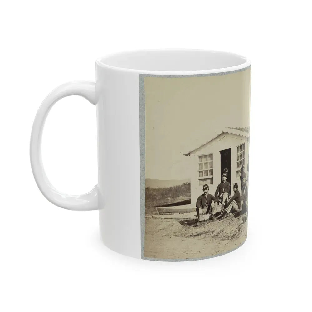 Group Of Soldiers Outside Winter Quarters (U.S. Civil War) White Coffee Mug - Go Mug Yourself