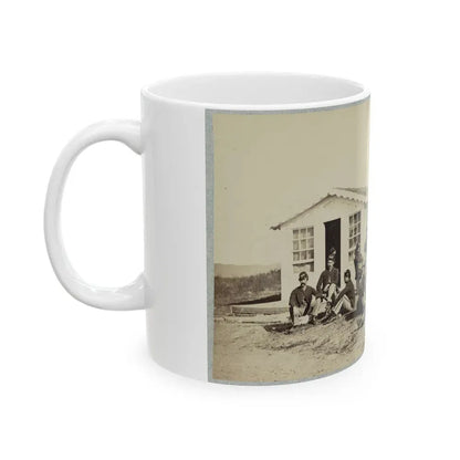 Group Of Soldiers Outside Winter Quarters (U.S. Civil War) White Coffee Mug - Go Mug Yourself