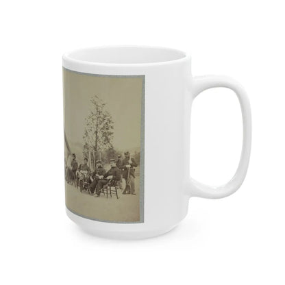 Group Of Soldiers Relax In Front Of A Tent (U.S. Civil War) White Coffee Mug-Go Mug Yourself