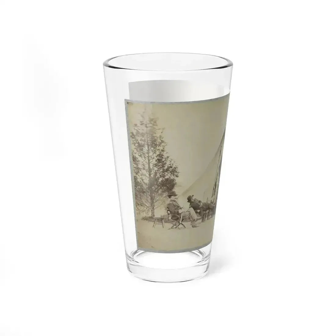 Group Of Soldiers Relax In Front Of A Tent (U.S. Civil War) Pint Glass 16oz - Go Mug Yourself
