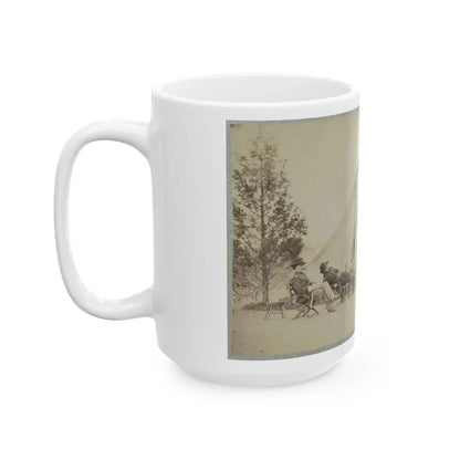 Group Of Soldiers Relax In Front Of A Tent (U.S. Civil War) White Coffee Mug - Go Mug Yourself